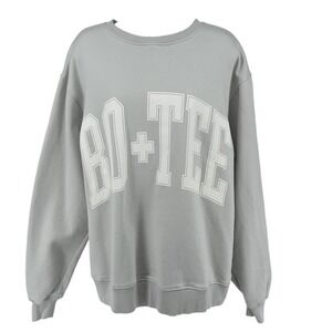 BO+TEE Oversized Graphic Sweatshirt Grey Retro Athleisure‎ S/M